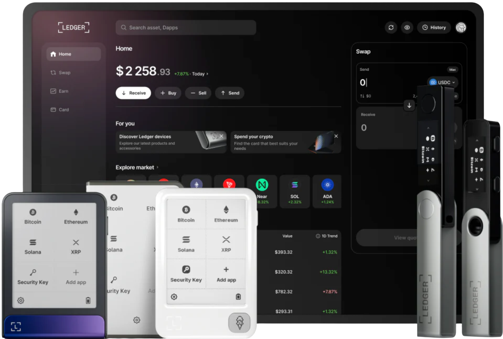 Ledger Wallet 桌面端资产管理界面
